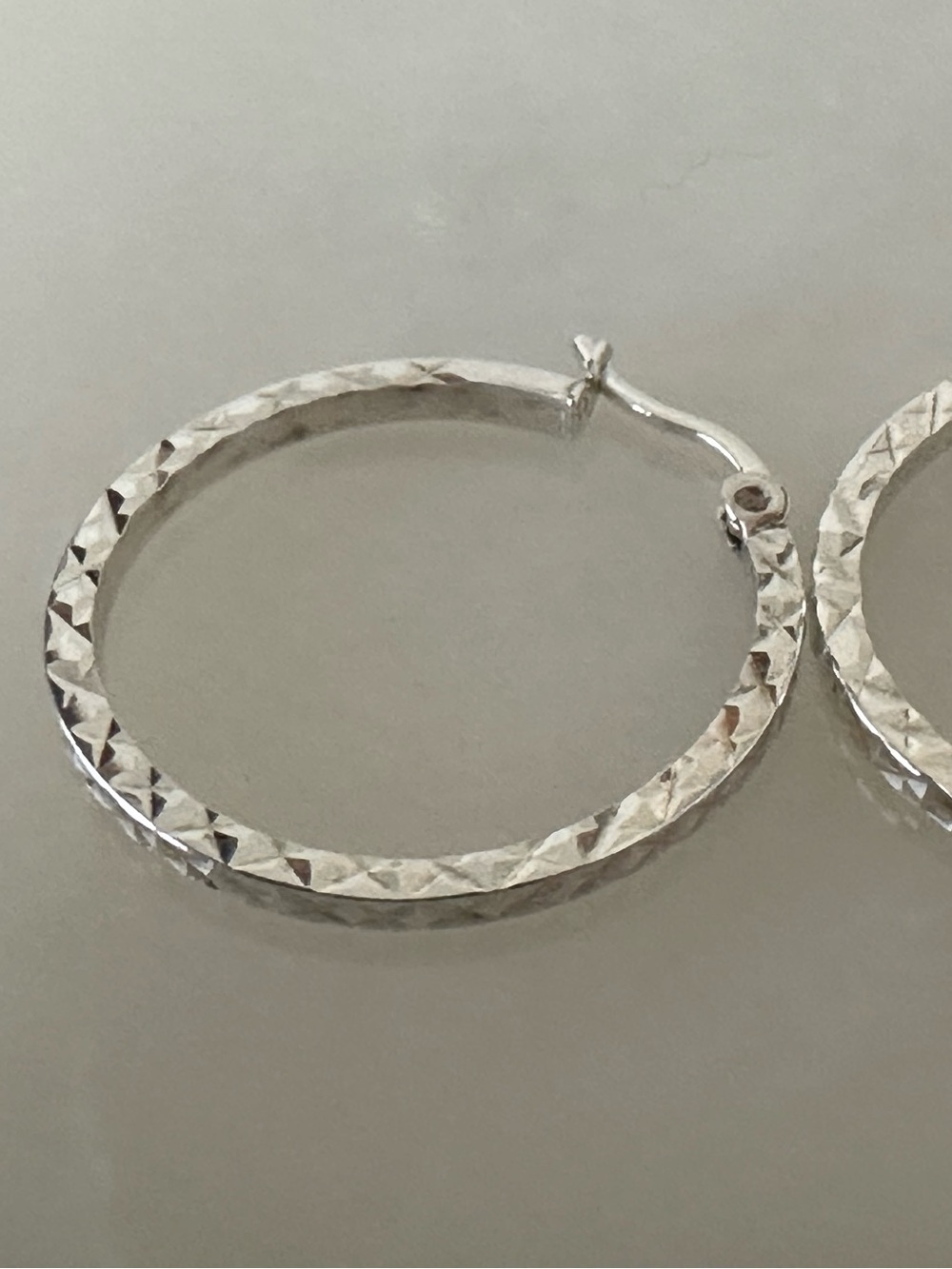 Vintage Sterling Silver Diamond Cut Hoop Earrings